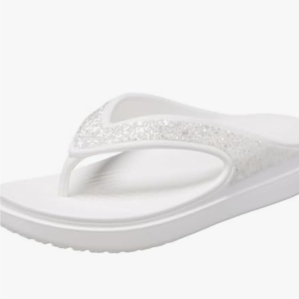 Crocs Sloane Wedge Glitter Flip-Flop Sandal- White - Picture 5 of 13